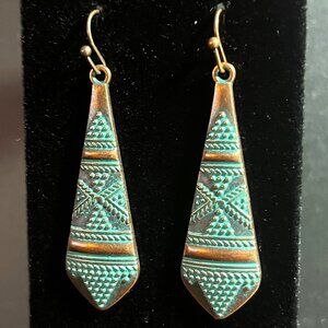 Copper & Turquoise Textured Earrings NEW